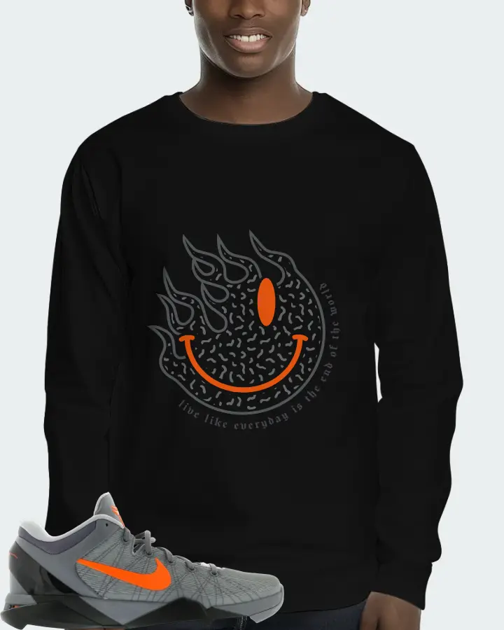 Nike Kobe 7 Sneaker Matching Black Long Sleeve T-Shirt (Keep Smiling) - View 2