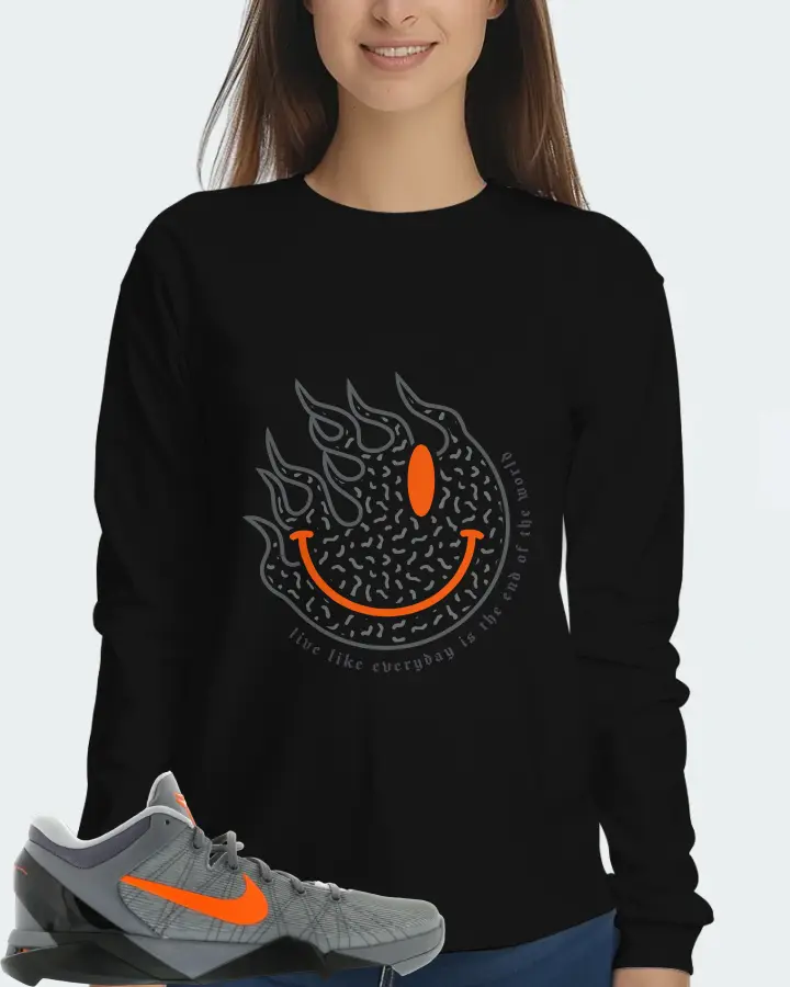 Nike Kobe 7 Sneaker Matching Black Long Sleeve T-Shirt (Keep Smiling) - View 5