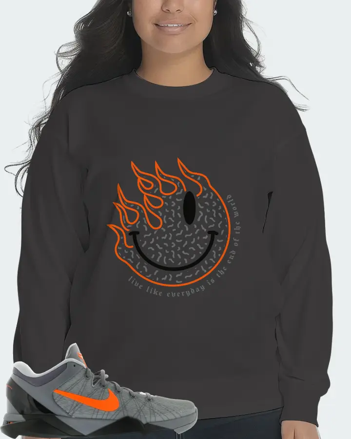 Nike Kobe 7 Sneaker Matching Dark Grey Long Sleeve T-Shirt (Keep Smiling) - View 7