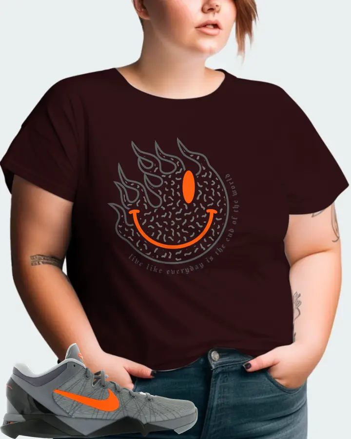 Nike Kobe 7 Sneaker Matching Oxblood Black T-Shirt (Keep Smiling) - View 11