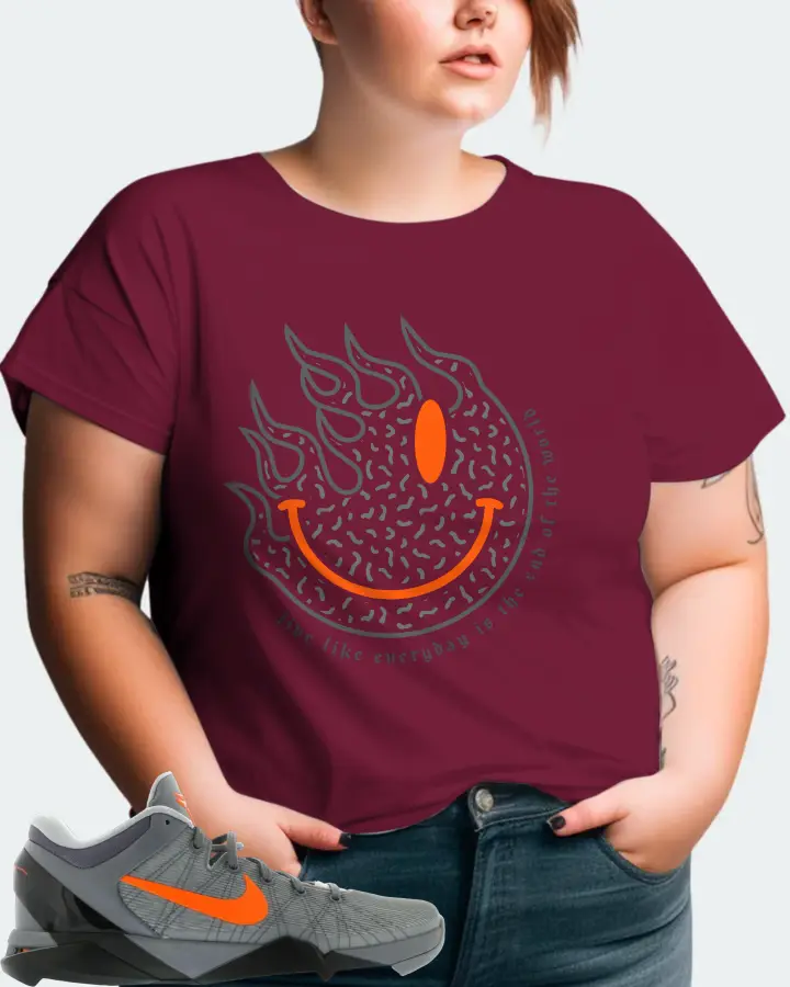 Nike Kobe 7 Sneaker Matching Maroon Kid's T-Shirt (Keep Smiling) - View 11