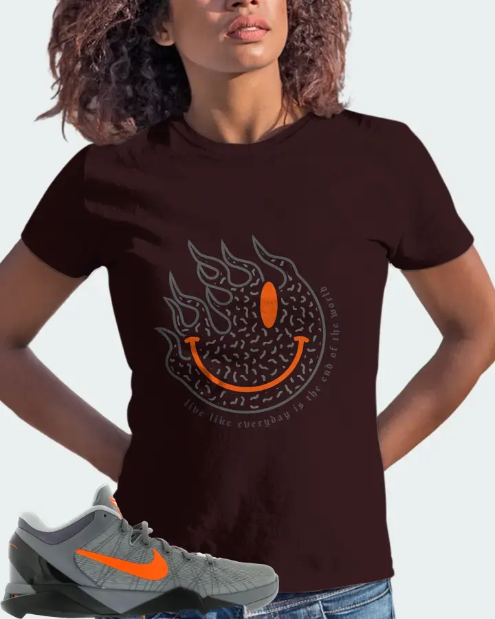 Nike Kobe 7 Sneaker Matching Oxblood Black T-Shirt (Keep Smiling) - View 3