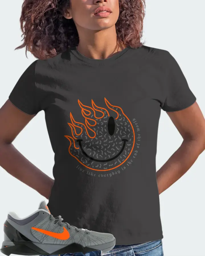 Nike Kobe 7 Sneaker Matching Dark Grey Kid's T-Shirt (Keep Smiling) - View 3