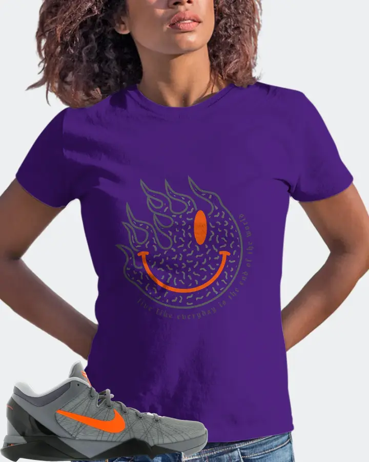 Nike Kobe 7 Sneaker Matching Purple Gildan T-Shirt (Keep Smiling) - View 3