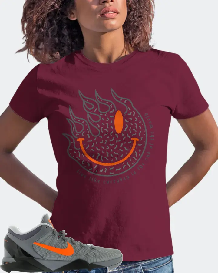 Nike Kobe 7 Sneaker Matching Maroon Kid's T-Shirt (Keep Smiling) - View 3