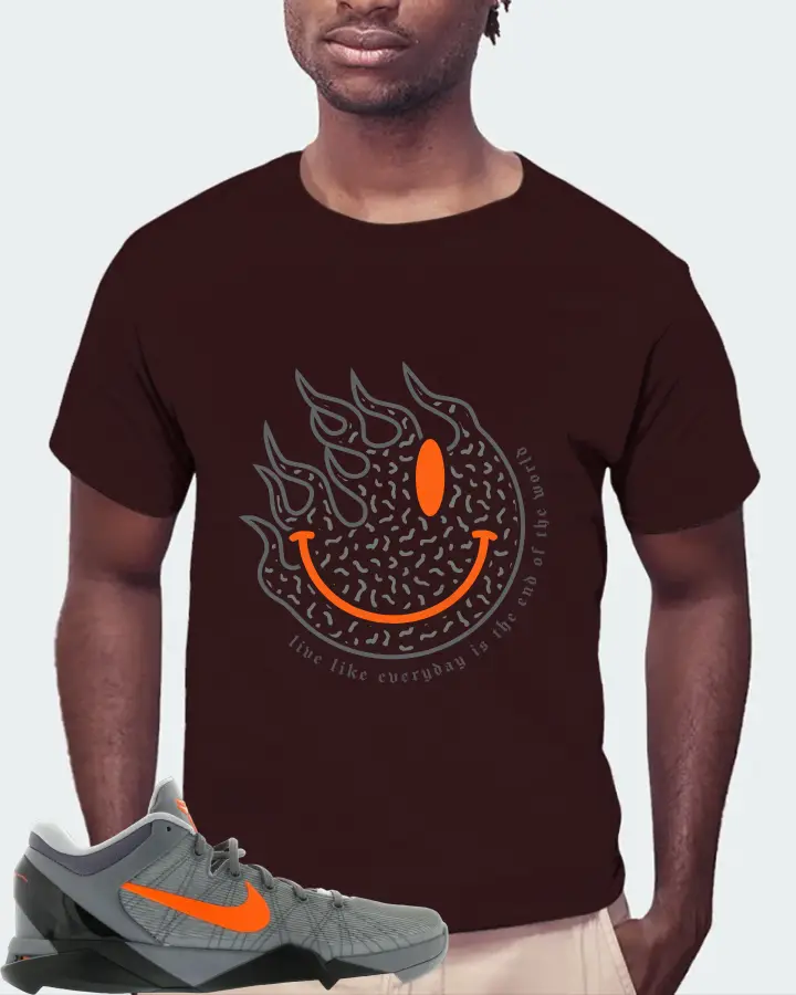 Nike Kobe 7 Sneaker Matching Oxblood Black T-Shirt (Keep Smiling) - View 4