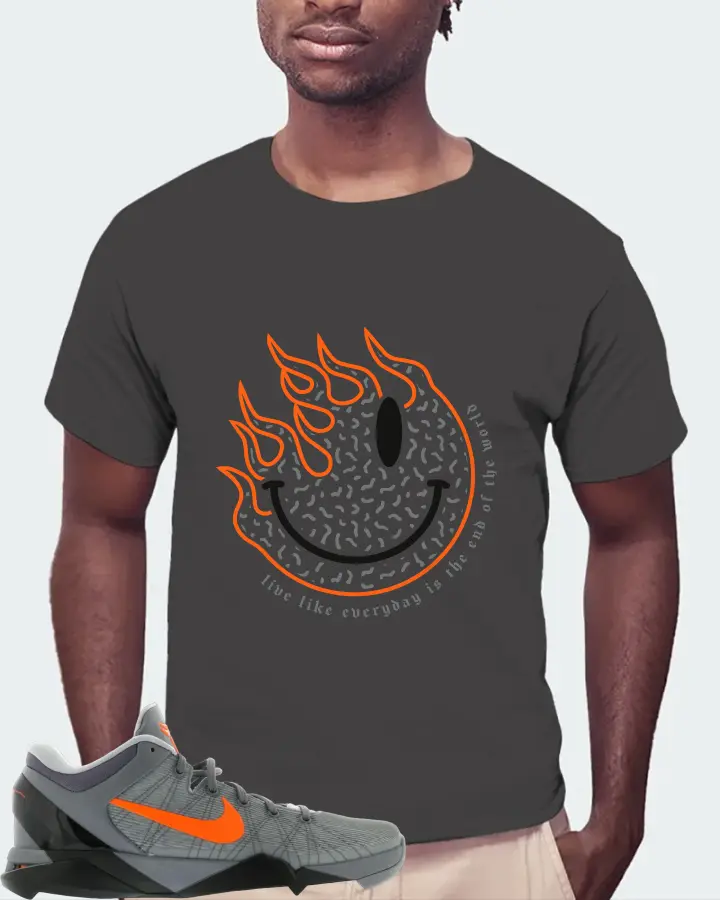 Nike Kobe 7 Sneaker Matching Dark Grey Kid's T-Shirt (Keep Smiling) - View 4