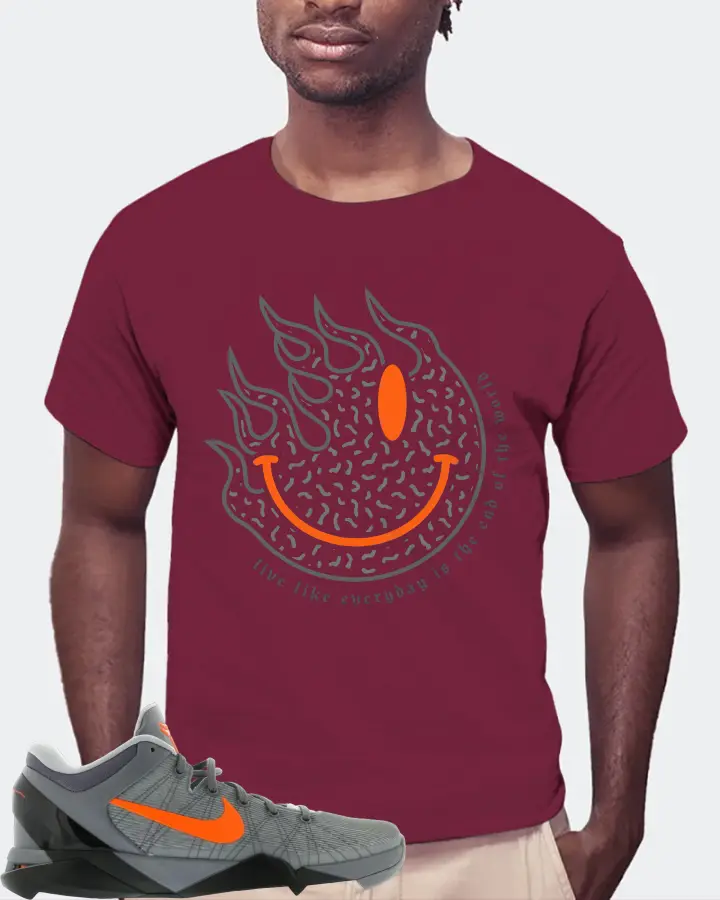 Nike Kobe 7 Sneaker Matching Maroon Kid's T-Shirt (Keep Smiling) - View 4