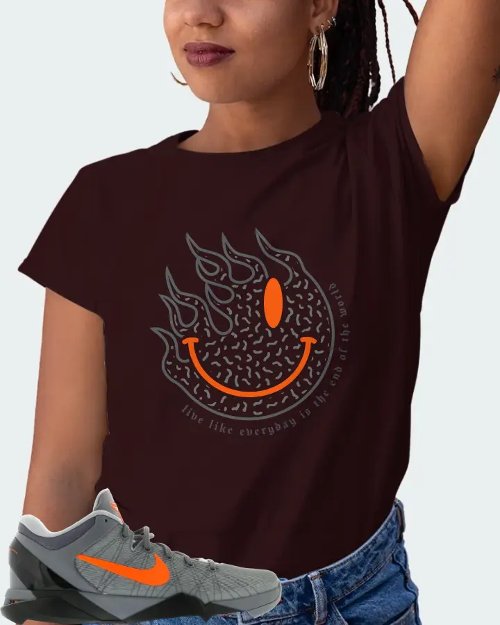 Nike Kobe 7 Sneaker Matching Oxblood Black T-Shirt (Keep Smiling) - View 5