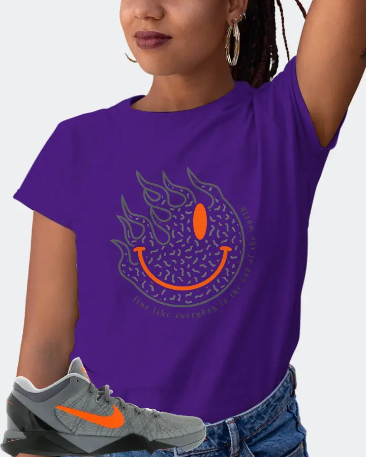 Nike Kobe 7 Sneaker Matching Purple Gildan T-Shirt (Keep Smiling) - View 5