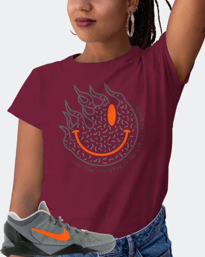 Nike Kobe 7 Sneaker Matching Maroon Kid's T-Shirt (Keep Smiling) - View 5