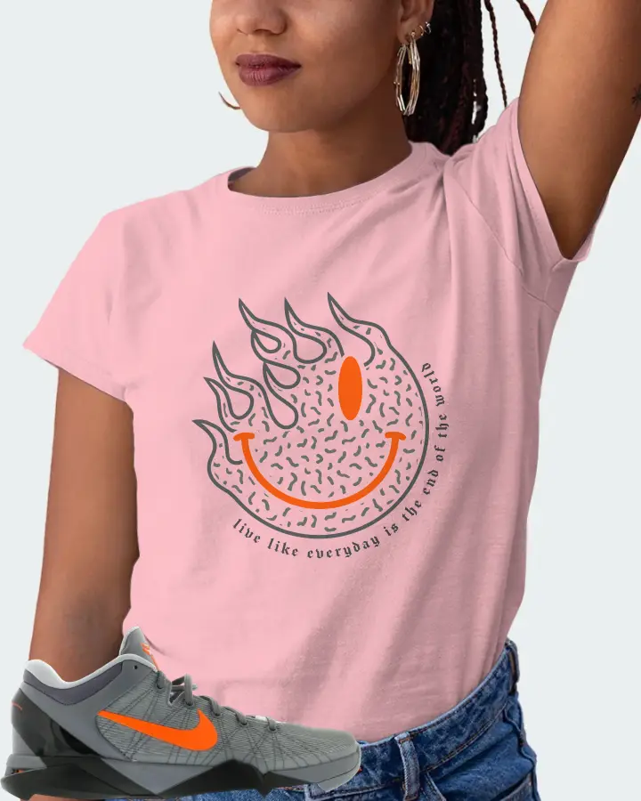 Nike Kobe 7 Sneaker Matching Pink Kid's T-Shirt (Keep Smiling) - View 5