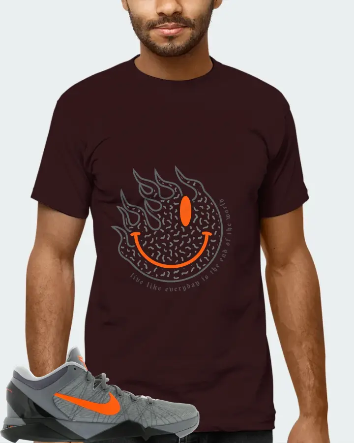 Nike Kobe 7 Sneaker Matching Oxblood Black T-Shirt (Keep Smiling) - View 6