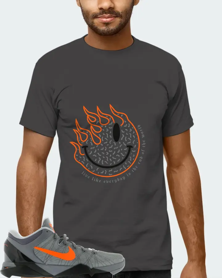 Nike Kobe 7 Sneaker Matching Dark Grey Kid's T-Shirt (Keep Smiling) - View 6