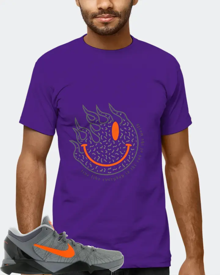 Nike Kobe 7 Sneaker Matching Purple Gildan T-Shirt (Keep Smiling) - View 6