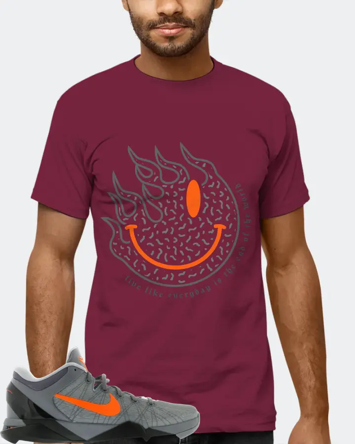 Nike Kobe 7 Sneaker Matching Maroon Kid's T-Shirt (Keep Smiling) - View 6