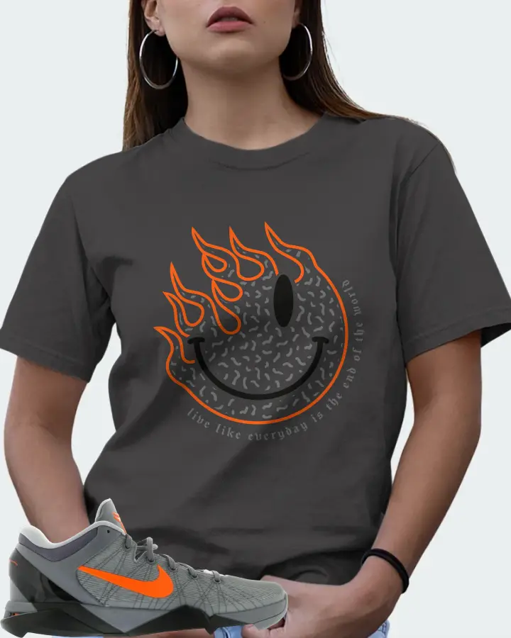 Nike Kobe 7 Sneaker Matching Dark Grey Kid's T-Shirt (Keep Smiling) - View 7