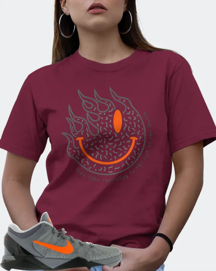 Nike Kobe 7 Sneaker Matching Maroon Kid's T-Shirt (Keep Smiling) - View 7