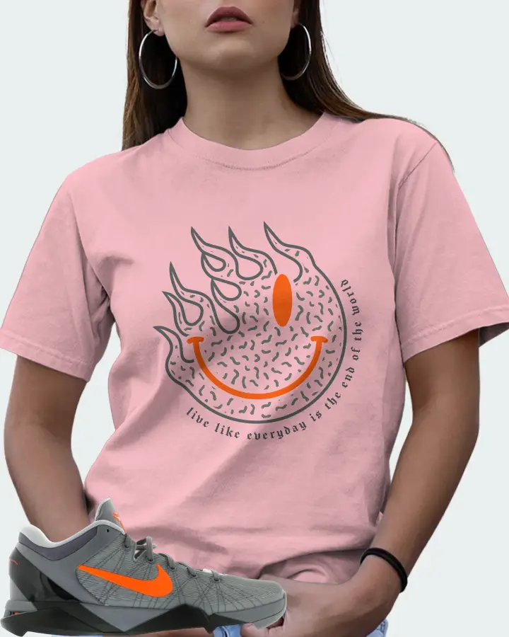 Nike Kobe 7 Sneaker Matching Pink Kid's T-Shirt (Keep Smiling) - View 7