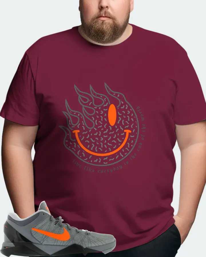 Nike Kobe 7 Sneaker Matching Maroon Kid's T-Shirt (Keep Smiling) - View 8