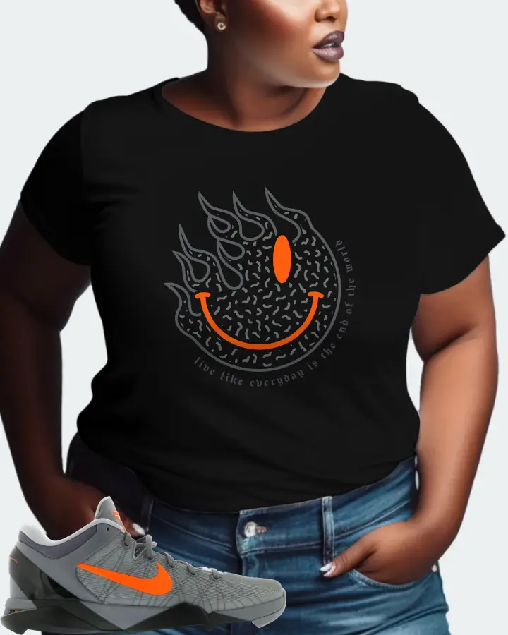 Nike Kobe 7 Sneaker Matching Black Kid's T-Shirt (Keep Smiling) - View 9