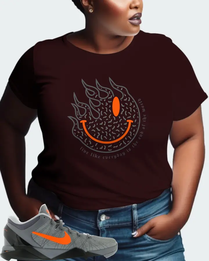 Nike Kobe 7 Sneaker Matching Oxblood Black T-Shirt (Keep Smiling) - View 9