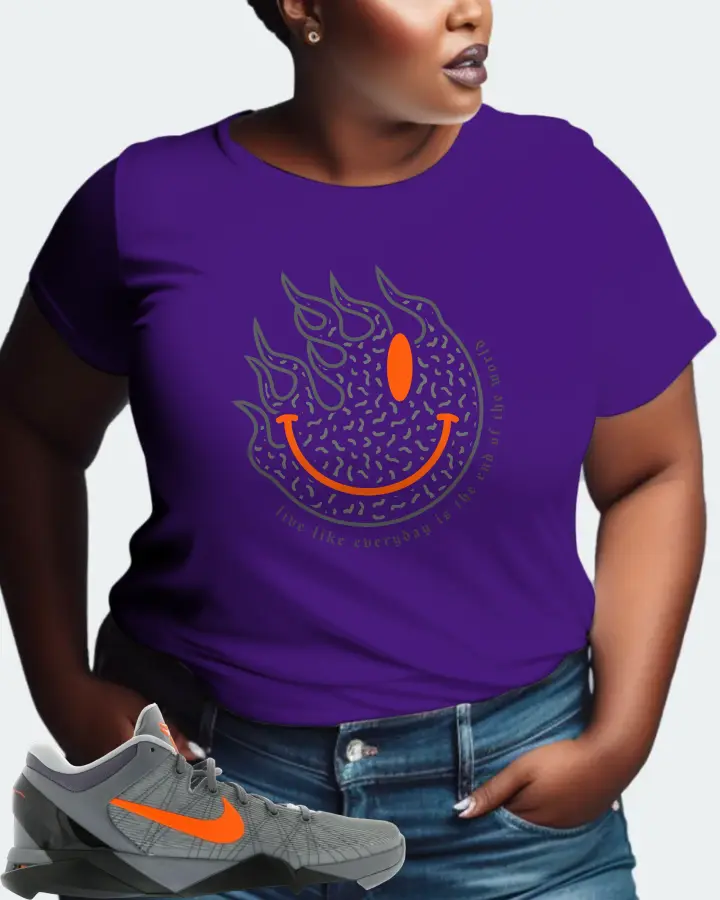 Nike Kobe 7 Sneaker Matching Purple Gildan T-Shirt (Keep Smiling) - View 9