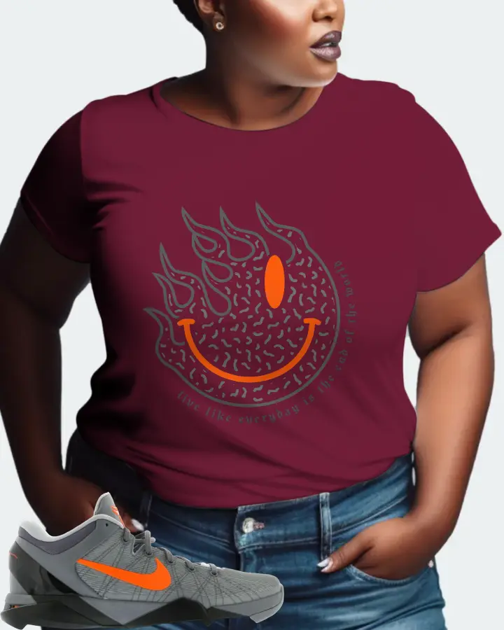 Nike Kobe 7 Sneaker Matching Maroon Kid's T-Shirt (Keep Smiling) - View 9