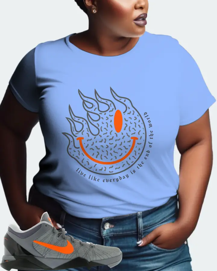 Nike Kobe 7 Sneaker Matching Carolina Blue T-Shirt (Keep Smiling) - View 9
