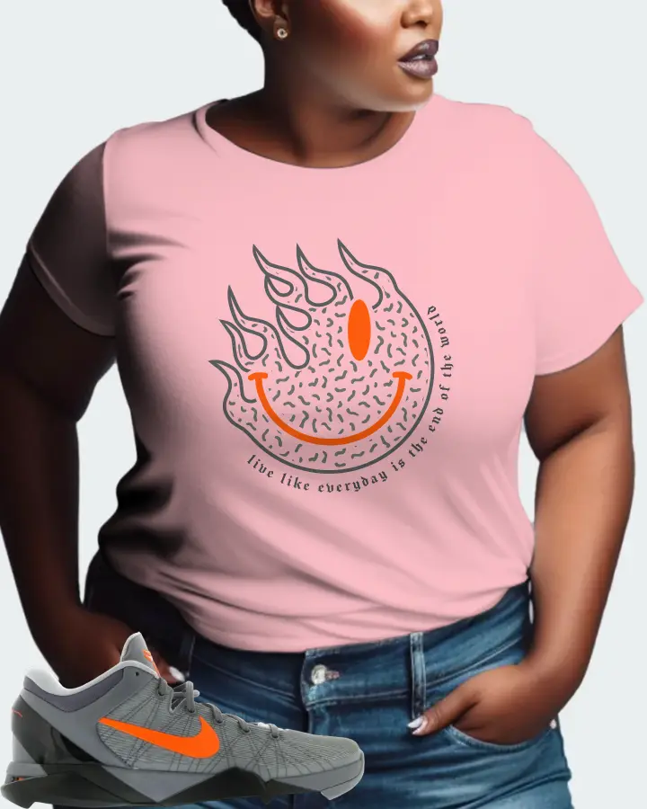 Nike Kobe 7 Sneaker Matching Pink Kid's T-Shirt (Keep Smiling) - View 9