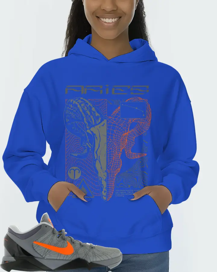 Nike Kobe 7 Sneaker Matching Royal Blue Hoodie (ARIES) - View 3