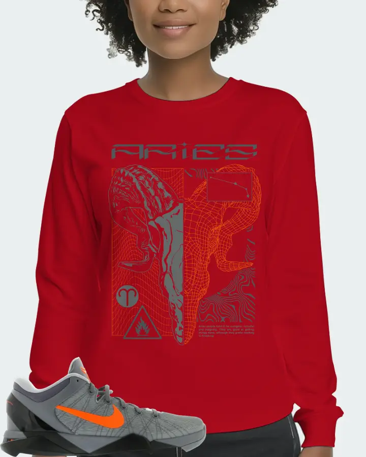 Nike Kobe 7 Sneaker Matching Red Long Sleeve T-Shirt (ARIES) - View 3