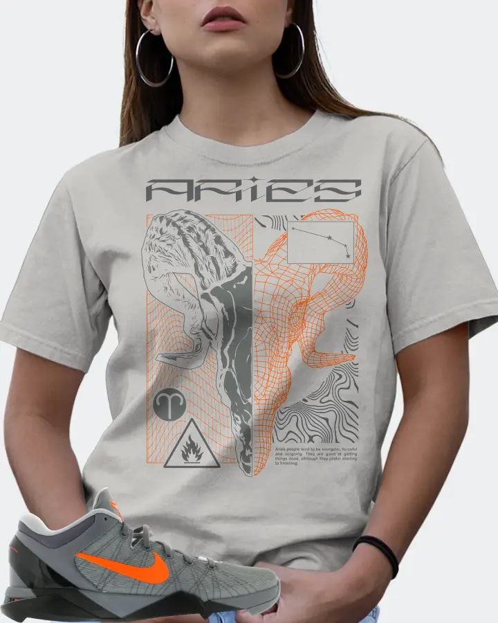 Nike Kobe 7 Sneaker Matching Grey Gildan T-Shirt (ARIES) - View 7