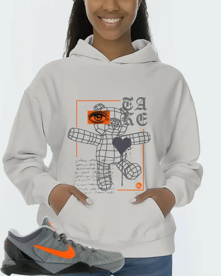 Nike Kobe 7 Sneaker Matching Grey Kid's Hoodie (TAKE) - View 3