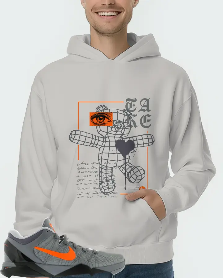 Nike Kobe 7 Sneaker Matching Grey Kid's Hoodie (TAKE) - View 4