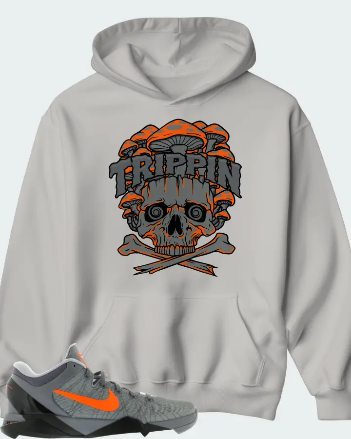 Nike Kobe 7 Sneaker Matching Grey Hoodie (Trippin Skull) - View 1