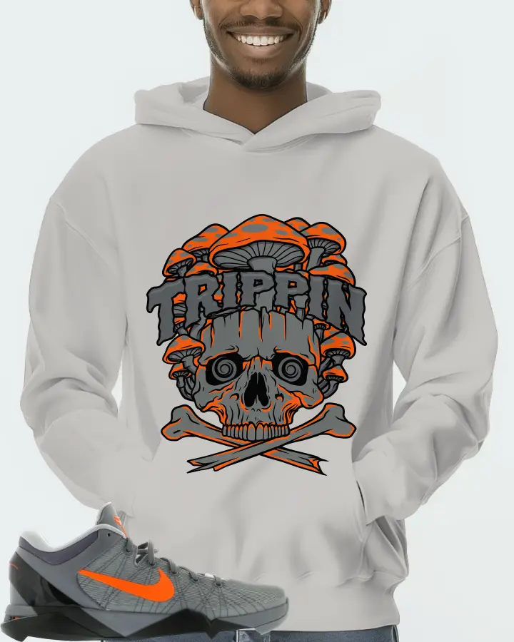 Nike Kobe 7 Sneaker Matching Grey Hoodie (Trippin Skull) - View 2