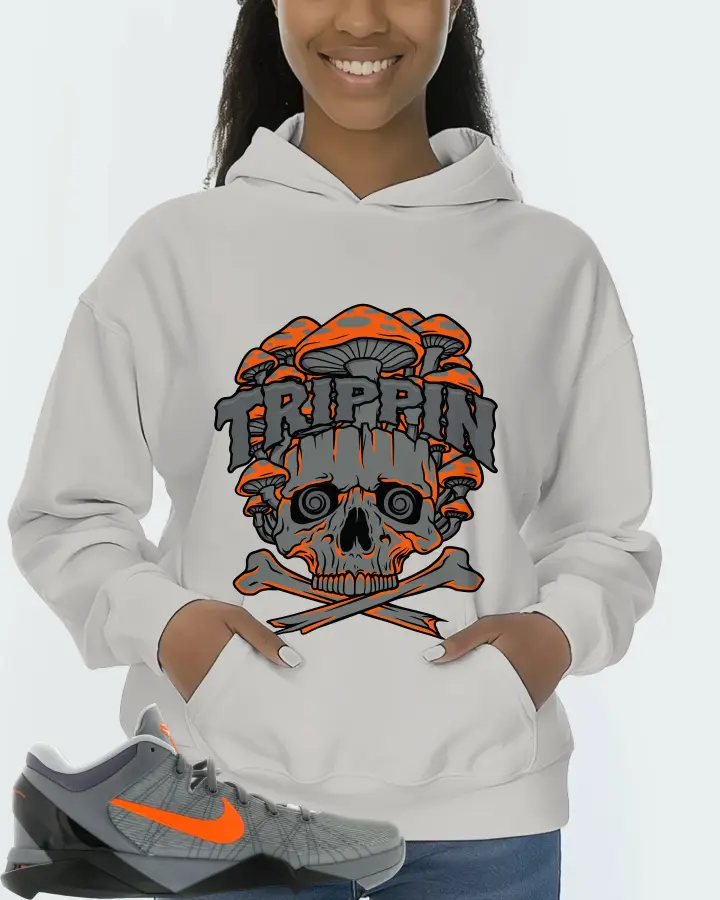 Nike Kobe 7 Sneaker Matching Grey Hoodie (Trippin Skull) - View 3