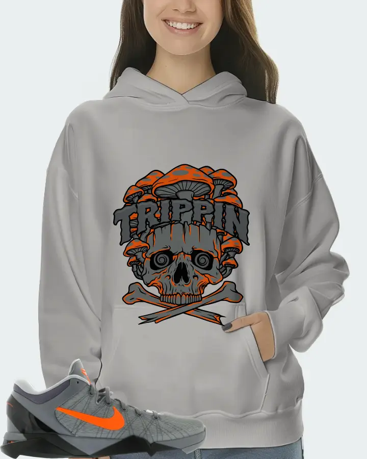 Nike Kobe 7 Sneaker Matching Grey Hoodie (Trippin Skull) - View 5