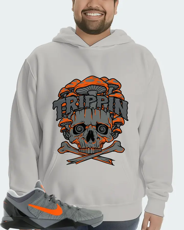 Nike Kobe 7 Sneaker Matching Grey Hoodie (Trippin Skull) - View 6