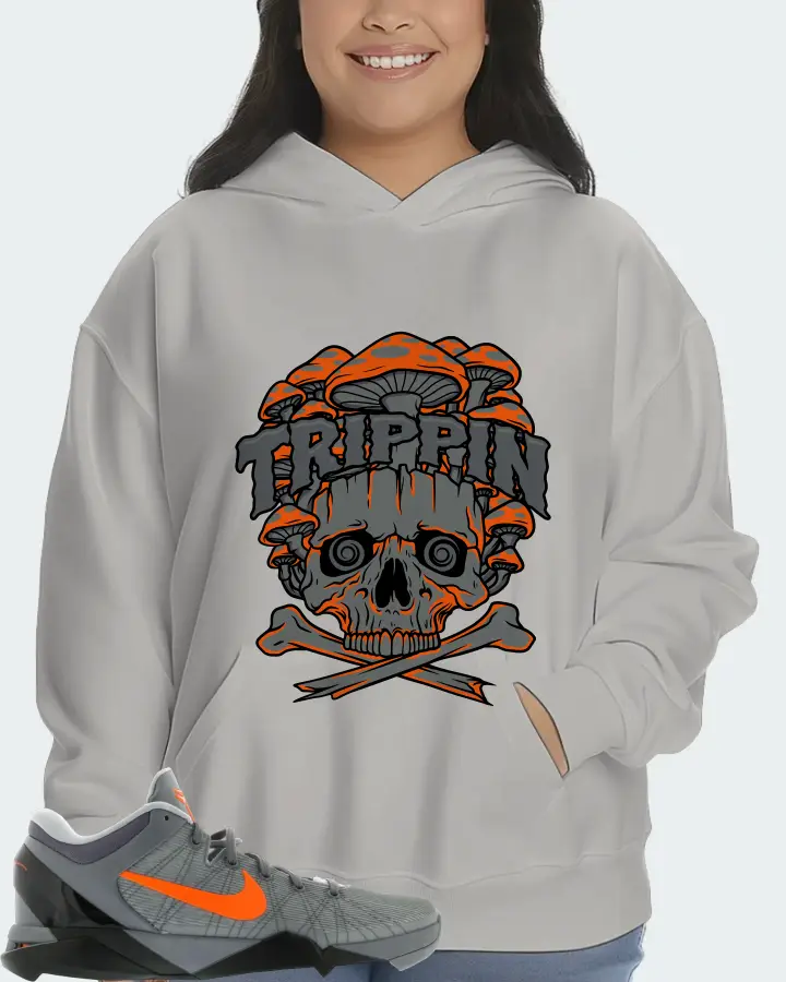 Nike Kobe 7 Sneaker Matching Grey Hoodie (Trippin Skull) - View 7