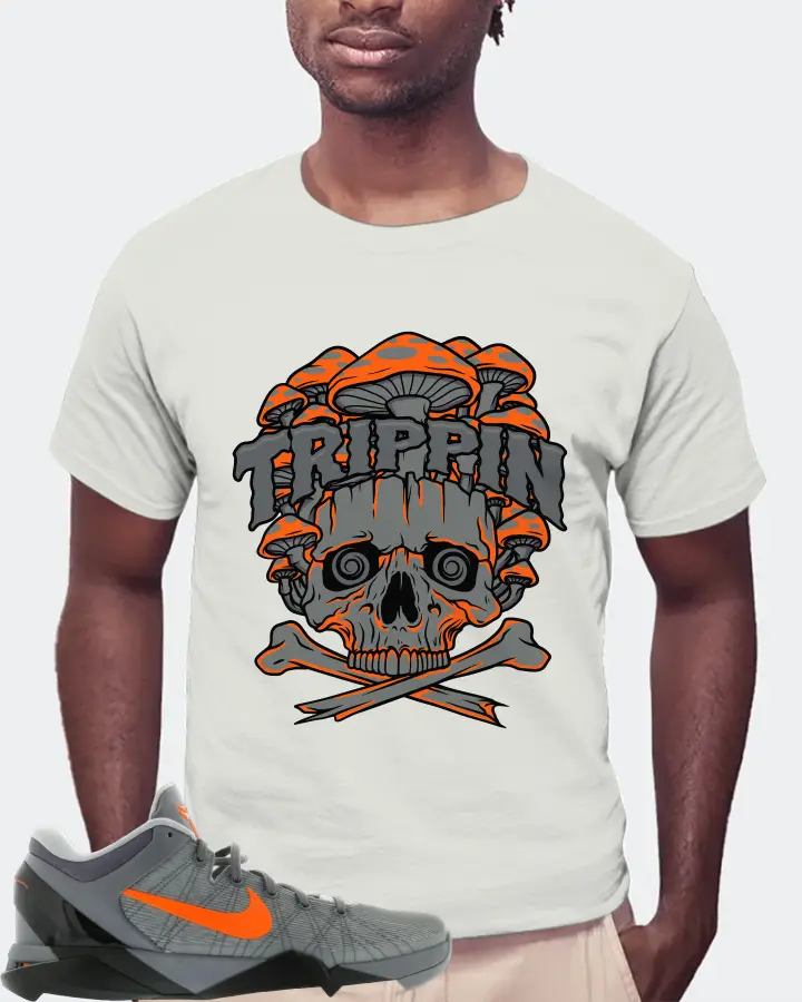 Nike Kobe 7 Sneaker Matching Silver T-Shirt (Trippin Skull) - View 4