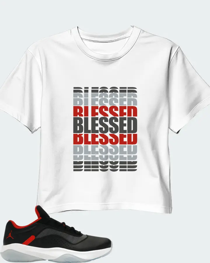 Jordan 11 CMFT Low Sneaker Matching White Crop Top - BLESSED Many Times