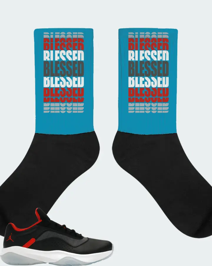 Jordan 11 CMFT Low Sneaker Matching Aqua Socks - BLESSED Many Times