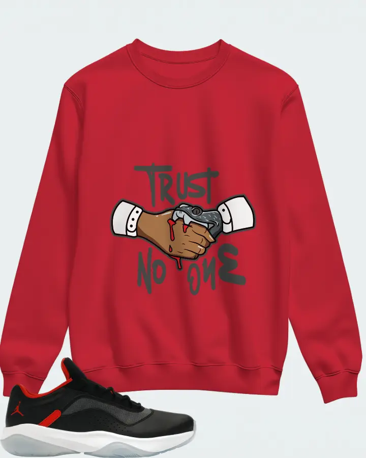 Jordan 11 CMFT Low Sneaker Matching Red Sweatshirt - Trust No One