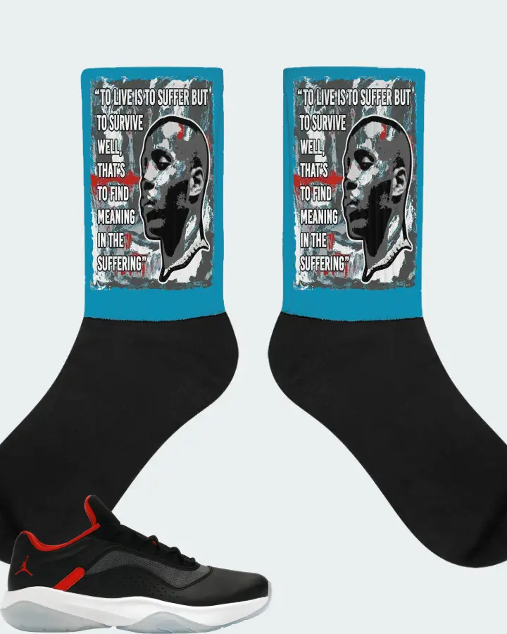 Jordan 11 CMFT Low Sneaker Matching Aqua Socks - DMX Suffer Quote
