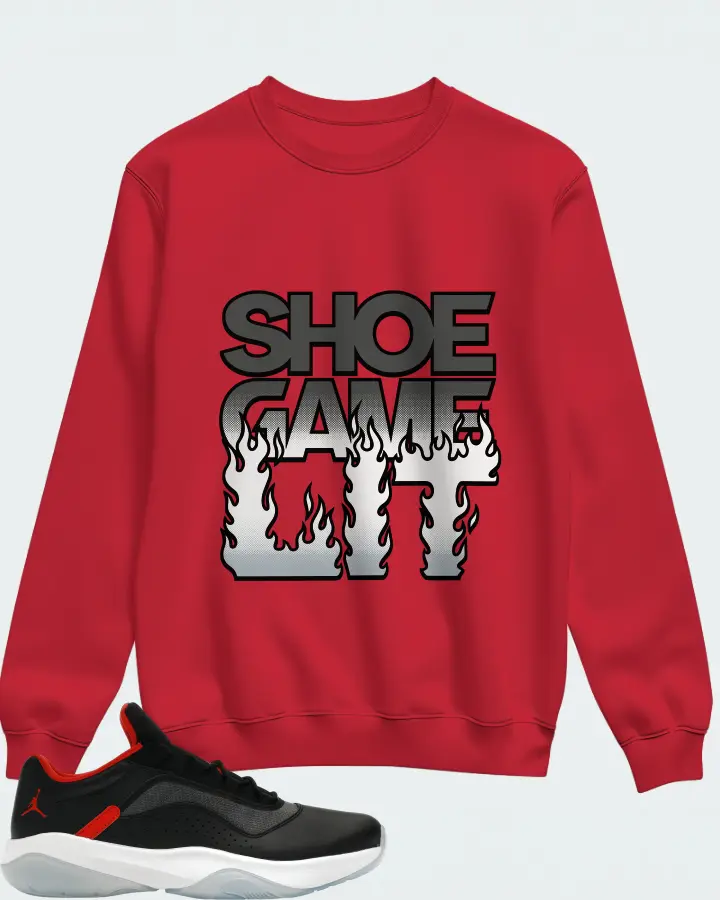 Jordan 11 CMFT Low Sneaker Matching Red Sweatshirt - Shoe Game Lit Refreshed