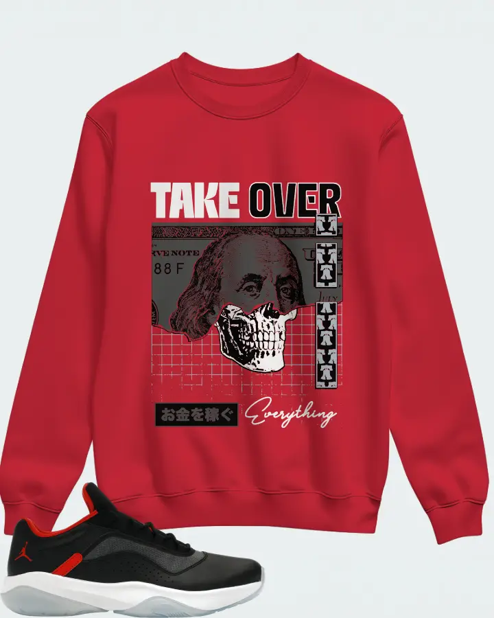 Jordan 11 CMFT Low Sneaker Matching Red Sweatshirt - Take Over