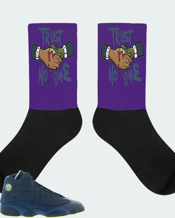 Jordan 13 Retro Sneaker Matching Purple Socks - Trust No One