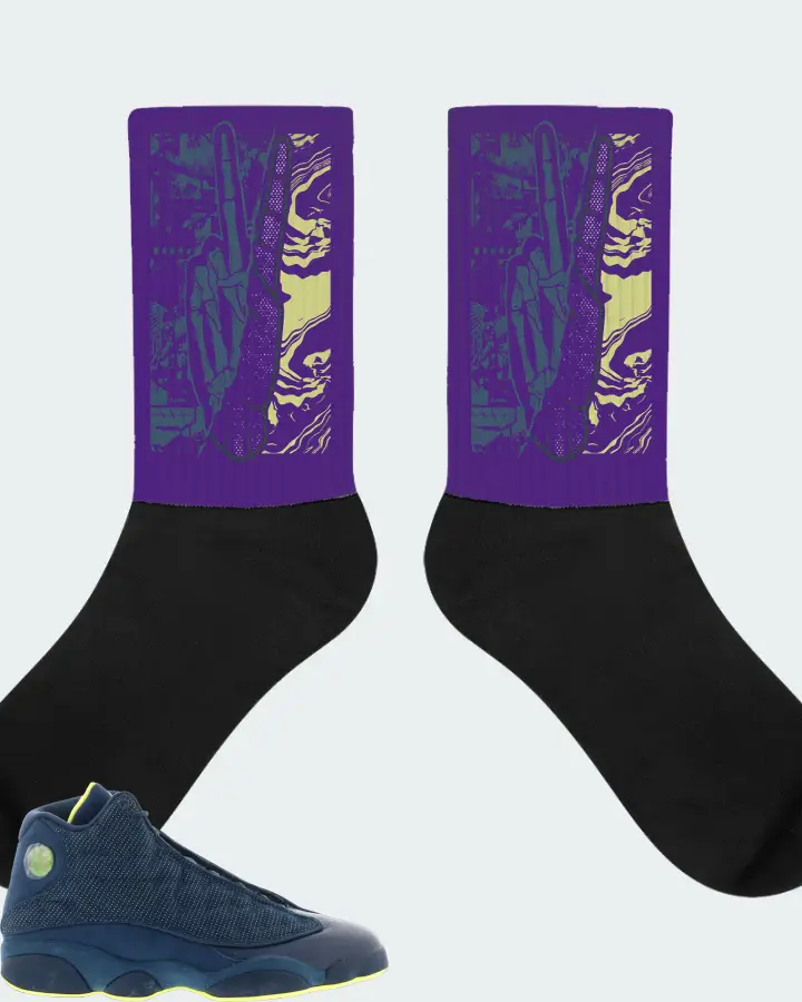 Jordan 13 Retro Sneaker Matching Purple Socks - Peace of mind